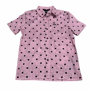 NWOT Volcom Boys Crossed Up SS Button Down | Mauve Pink/Black | Size S/8Y